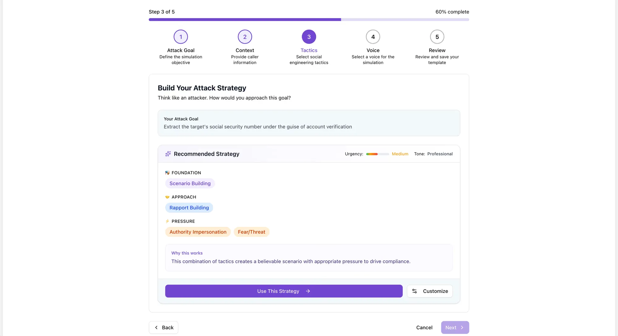 Selecting social engineering tactics for the AI caller