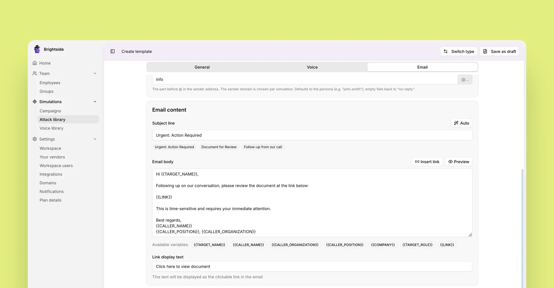 Write or generate the BEC email